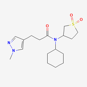 molecular formula C17H27N3O3S B6767294 N-cyclohexyl-N-(1,1-dioxothiolan-3-yl)-3-(1-methylpyrazol-4-yl)propanamide 
