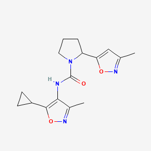 molecular formula C16H20N4O3 B6767314 N-(5-cyclopropyl-3-methyl-1,2-oxazol-4-yl)-2-(3-methyl-1,2-oxazol-5-yl)pyrrolidine-1-carboxamide 