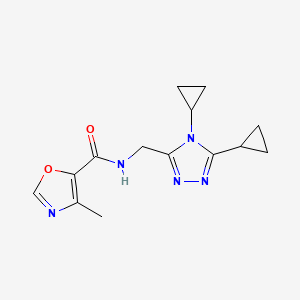 molecular formula C14H17N5O2 B6767384 N-[(4,5-dicyclopropyl-1,2,4-triazol-3-yl)methyl]-4-methyl-1,3-oxazole-5-carboxamide 