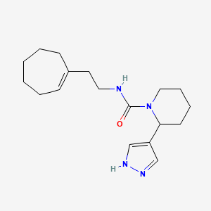molecular formula C18H28N4O B6767391 N-[2-(cyclohepten-1-yl)ethyl]-2-(1H-pyrazol-4-yl)piperidine-1-carboxamide 