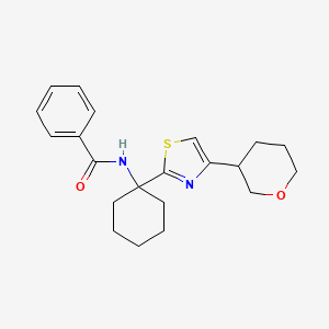 molecular formula C21H26N2O2S B6767409 N-[1-[4-(oxan-3-yl)-1,3-thiazol-2-yl]cyclohexyl]benzamide 