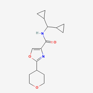 molecular formula C16H22N2O3 B6767545 N-(dicyclopropylmethyl)-2-(oxan-4-yl)-1,3-oxazole-4-carboxamide 