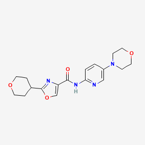 molecular formula C18H22N4O4 B6767557 N-(5-morpholin-4-ylpyridin-2-yl)-2-(oxan-4-yl)-1,3-oxazole-4-carboxamide 