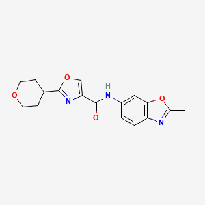 molecular formula C17H17N3O4 B6767560 N-(2-methyl-1,3-benzoxazol-6-yl)-2-(oxan-4-yl)-1,3-oxazole-4-carboxamide 