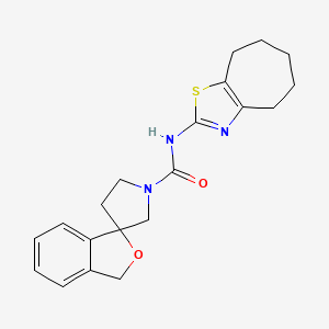 molecular formula C20H23N3O2S B6767678 N-(5,6,7,8-tetrahydro-4H-cyclohepta[d][1,3]thiazol-2-yl)spiro[1H-2-benzofuran-3,3'-pyrrolidine]-1'-carboxamide 
