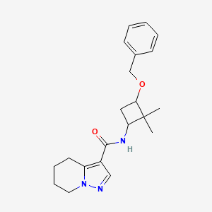 molecular formula C21H27N3O2 B6767705 N-(2,2-dimethyl-3-phenylmethoxycyclobutyl)-4,5,6,7-tetrahydropyrazolo[1,5-a]pyridine-3-carboxamide 