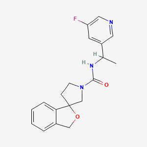 molecular formula C19H20FN3O2 B6767769 N-[1-(5-fluoropyridin-3-yl)ethyl]spiro[1H-2-benzofuran-3,3'-pyrrolidine]-1'-carboxamide 