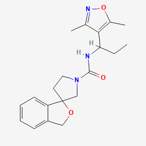 molecular formula C20H25N3O3 B6767776 N-[1-(3,5-dimethyl-1,2-oxazol-4-yl)propyl]spiro[1H-2-benzofuran-3,3'-pyrrolidine]-1'-carboxamide 