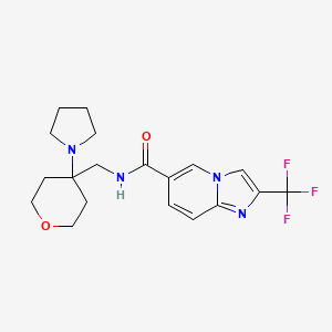 molecular formula C19H23F3N4O2 B6767841 N-[(4-pyrrolidin-1-yloxan-4-yl)methyl]-2-(trifluoromethyl)imidazo[1,2-a]pyridine-6-carboxamide 