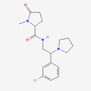 molecular formula C18H24ClN3O2 B6768082 N-[2-(3-chlorophenyl)-2-pyrrolidin-1-ylethyl]-1-methyl-5-oxopyrrolidine-2-carboxamide 