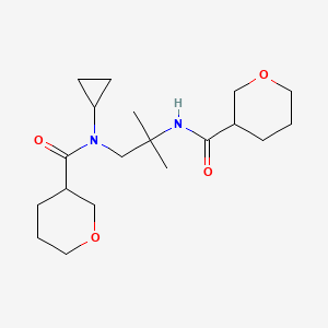 molecular formula C19H32N2O4 B6768155 N-[1-[cyclopropyl(oxane-3-carbonyl)amino]-2-methylpropan-2-yl]oxane-3-carboxamide 