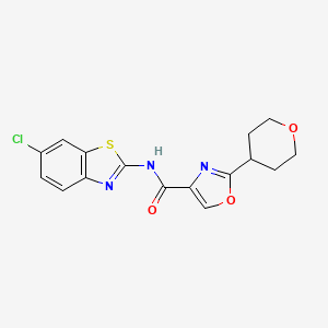 molecular formula C16H14ClN3O3S B6768161 N-(6-chloro-1,3-benzothiazol-2-yl)-2-(oxan-4-yl)-1,3-oxazole-4-carboxamide 