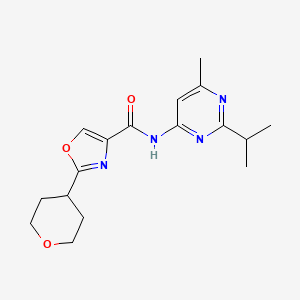 molecular formula C17H22N4O3 B6768165 N-(6-methyl-2-propan-2-ylpyrimidin-4-yl)-2-(oxan-4-yl)-1,3-oxazole-4-carboxamide 