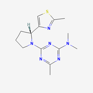 molecular formula C14H20N6S B6768227 N,N,4-trimethyl-6-[(2R)-2-(2-methyl-1,3-thiazol-4-yl)pyrrolidin-1-yl]-1,3,5-triazin-2-amine 
