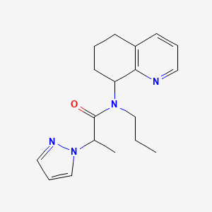 molecular formula C18H24N4O B6768316 N-propyl-2-pyrazol-1-yl-N-(5,6,7,8-tetrahydroquinolin-8-yl)propanamide 