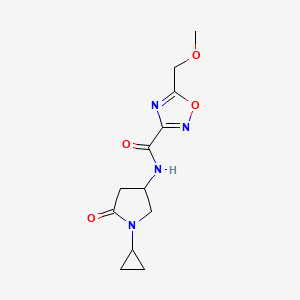 molecular formula C12H16N4O4 B6768566 N-(1-cyclopropyl-5-oxopyrrolidin-3-yl)-5-(methoxymethyl)-1,2,4-oxadiazole-3-carboxamide 