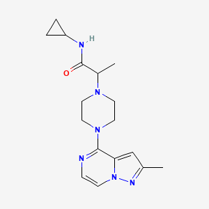 molecular formula C17H24N6O B6768587 N-cyclopropyl-2-[4-(2-methylpyrazolo[1,5-a]pyrazin-4-yl)piperazin-1-yl]propanamide 