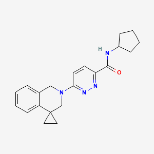 molecular formula C21H24N4O B6768640 N-cyclopentyl-6-spiro[1,3-dihydroisoquinoline-4,1'-cyclopropane]-2-ylpyridazine-3-carboxamide 