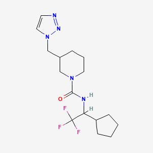 molecular formula C16H24F3N5O B6768699 N-(1-cyclopentyl-2,2,2-trifluoroethyl)-3-(triazol-1-ylmethyl)piperidine-1-carboxamide 