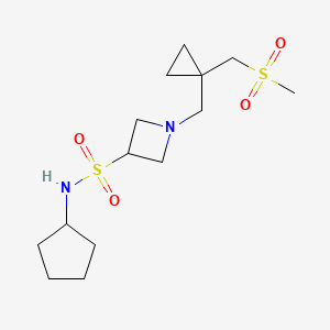 molecular formula C14H26N2O4S2 B6768706 N-cyclopentyl-1-[[1-(methylsulfonylmethyl)cyclopropyl]methyl]azetidine-3-sulfonamide 