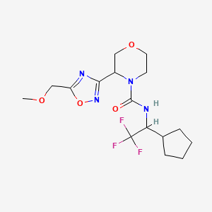 molecular formula C16H23F3N4O4 B6768713 N-(1-cyclopentyl-2,2,2-trifluoroethyl)-3-[5-(methoxymethyl)-1,2,4-oxadiazol-3-yl]morpholine-4-carboxamide 