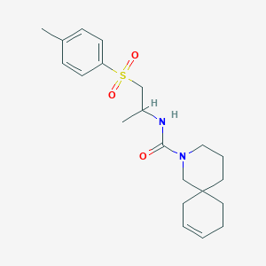 molecular formula C21H30N2O3S B6768841 N-[1-(4-methylphenyl)sulfonylpropan-2-yl]-2-azaspiro[5.5]undec-9-ene-2-carboxamide 