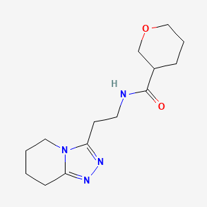 molecular formula C14H22N4O2 B6768850 N-[2-(5,6,7,8-tetrahydro-[1,2,4]triazolo[4,3-a]pyridin-3-yl)ethyl]oxane-3-carboxamide 