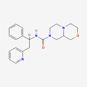 molecular formula C21H26N4O2 B6768870 N-(1-phenyl-2-pyridin-2-ylethyl)-3,4,6,7,9,9a-hexahydro-1H-pyrazino[2,1-c][1,4]oxazine-8-carboxamide 