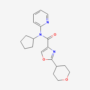 molecular formula C19H23N3O3 B6768956 N-cyclopentyl-2-(oxan-4-yl)-N-pyridin-2-yl-1,3-oxazole-4-carboxamide 