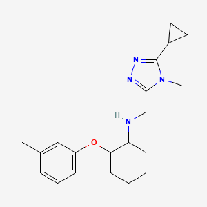 molecular formula C20H28N4O B6769050 N-[(5-cyclopropyl-4-methyl-1,2,4-triazol-3-yl)methyl]-2-(3-methylphenoxy)cyclohexan-1-amine 