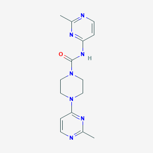 molecular formula C15H19N7O B6769053 N,4-bis(2-methylpyrimidin-4-yl)piperazine-1-carboxamide 
