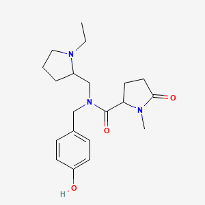 molecular formula C20H29N3O3 B6769072 N-[(1-ethylpyrrolidin-2-yl)methyl]-N-[(4-hydroxyphenyl)methyl]-1-methyl-5-oxopyrrolidine-2-carboxamide 