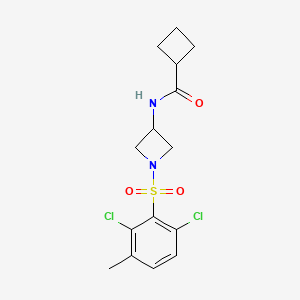 molecular formula C15H18Cl2N2O3S B6769078 N-[1-(2,6-dichloro-3-methylphenyl)sulfonylazetidin-3-yl]cyclobutanecarboxamide 