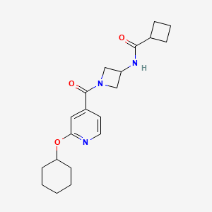 molecular formula C20H27N3O3 B6769151 N-[1-(2-cyclohexyloxypyridine-4-carbonyl)azetidin-3-yl]cyclobutanecarboxamide 