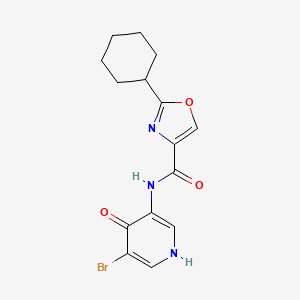 molecular formula C15H16BrN3O3 B6769186 N-(5-bromo-4-oxo-1H-pyridin-3-yl)-2-cyclohexyl-1,3-oxazole-4-carboxamide 