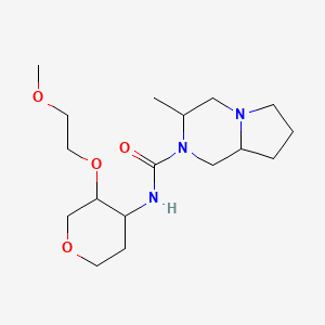 molecular formula C17H31N3O4 B6769195 N-[3-(2-methoxyethoxy)oxan-4-yl]-3-methyl-3,4,6,7,8,8a-hexahydro-1H-pyrrolo[1,2-a]pyrazine-2-carboxamide 