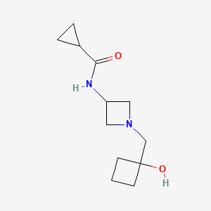molecular formula C12H20N2O2 B6769219 N-[1-[(1-hydroxycyclobutyl)methyl]azetidin-3-yl]cyclopropanecarboxamide 