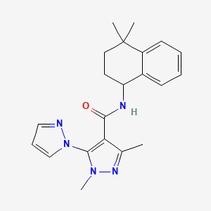 molecular formula C21H25N5O B6769227 N-(4,4-dimethyl-2,3-dihydro-1H-naphthalen-1-yl)-1,3-dimethyl-5-pyrazol-1-ylpyrazole-4-carboxamide 