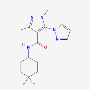 molecular formula C15H19F2N5O B6769259 N-(4,4-difluorocyclohexyl)-1,3-dimethyl-5-pyrazol-1-ylpyrazole-4-carboxamide 