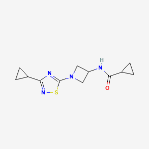 molecular formula C12H16N4OS B6769282 N-[1-(3-cyclopropyl-1,2,4-thiadiazol-5-yl)azetidin-3-yl]cyclopropanecarboxamide 