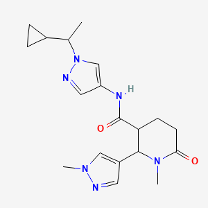 molecular formula C19H26N6O2 B6769312 N-[1-(1-cyclopropylethyl)pyrazol-4-yl]-1-methyl-2-(1-methylpyrazol-4-yl)-6-oxopiperidine-3-carboxamide 