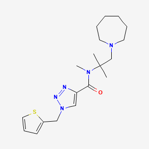 molecular formula C19H29N5OS B6769362 N-[1-(azepan-1-yl)-2-methylpropan-2-yl]-N-methyl-1-(thiophen-2-ylmethyl)triazole-4-carboxamide 
