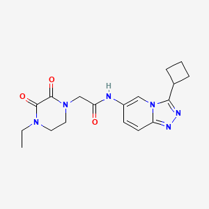 molecular formula C18H22N6O3 B6769573 N-(3-cyclobutyl-[1,2,4]triazolo[4,3-a]pyridin-6-yl)-2-(4-ethyl-2,3-dioxopiperazin-1-yl)acetamide 