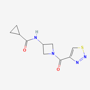molecular formula C10H12N4O2S B6769636 N-[1-(thiadiazole-4-carbonyl)azetidin-3-yl]cyclopropanecarboxamide 