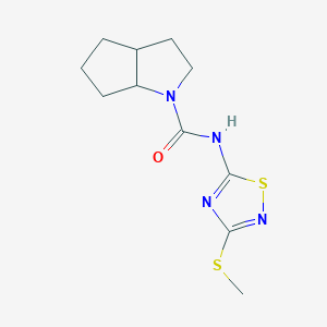 molecular formula C11H16N4OS2 B6769740 N-(3-methylsulfanyl-1,2,4-thiadiazol-5-yl)-3,3a,4,5,6,6a-hexahydro-2H-cyclopenta[b]pyrrole-1-carboxamide 