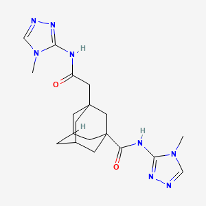molecular formula C19H26N8O2 B6769751 N-(4-methyl-1,2,4-triazol-3-yl)-3-[2-[(4-methyl-1,2,4-triazol-3-yl)amino]-2-oxoethyl]adamantane-1-carboxamide 