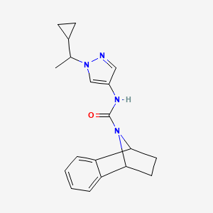 molecular formula C19H22N4O B6769771 N-[1-(1-cyclopropylethyl)pyrazol-4-yl]-11-azatricyclo[6.2.1.02,7]undeca-2,4,6-triene-11-carboxamide 