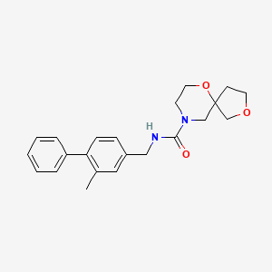 molecular formula C22H26N2O3 B6769851 N-[(3-methyl-4-phenylphenyl)methyl]-2,6-dioxa-9-azaspiro[4.5]decane-9-carboxamide 