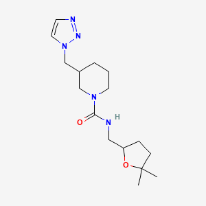 molecular formula C16H27N5O2 B6769859 N-[(5,5-dimethyloxolan-2-yl)methyl]-3-(triazol-1-ylmethyl)piperidine-1-carboxamide 