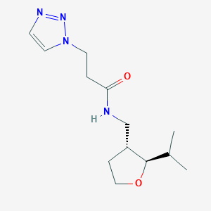 molecular formula C13H22N4O2 B6769899 N-[[(2R,3R)-2-propan-2-yloxolan-3-yl]methyl]-3-(triazol-1-yl)propanamide 